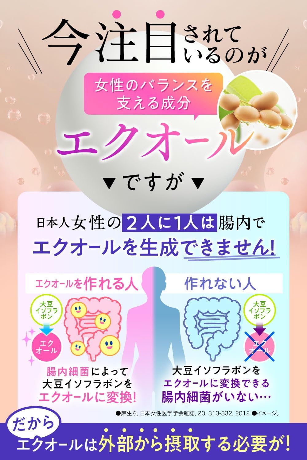 ハーブ健康ショップ エクオライフ プレミアムリッチ(1日1粒で30日分) ゆらぎをやさしくサポートする大豆イソフラボンサプリ(エクオール前の次世代大豆イソフラボンサプリ)(GABA配合) - 画像 (4)